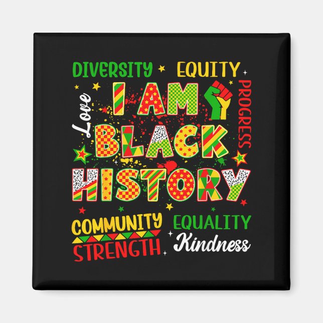 Knuten Black Power Svarta historiemånaden Afrikans Magnet (Framsidan)