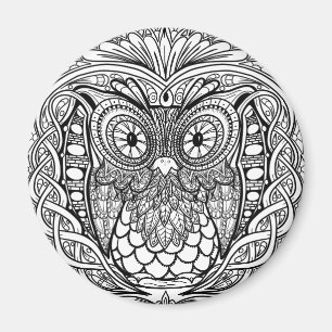 Knuten svartvit Mandalauggla Magnet