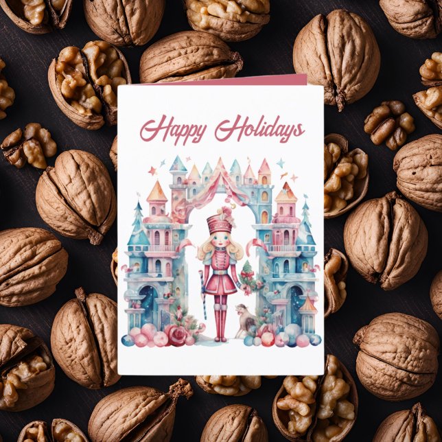 Knutkracker för sluten julfärgsfärg lägg till text helgkort (Skapare uppladdad)