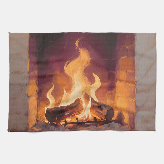 Knytblig Eld Flammande Kökshandduk (Horisontell)