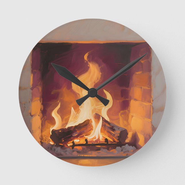 Knytblig Eld Flammande Rund Klocka (Framsida)