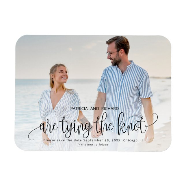 Knyter knuten bröllop Spara datumet foto Magnet (Horisontell)