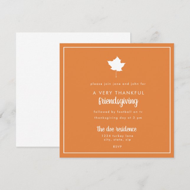 Knytkalas för festmåltid för Friendsgiving Inbjudningar (Fram/baksida)