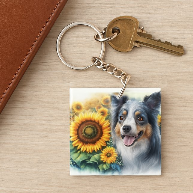 Knytnäv för akryl med Border Collie Sunflower för  (Skapare uppladdad)