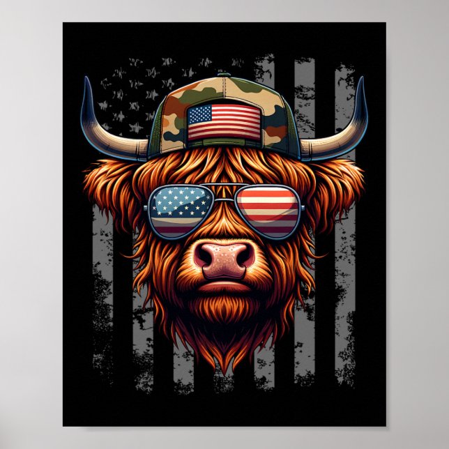 Ko 4 juli USA Flagga Pappa Far Amerika Män Pojkar  Poster (Framsidan)