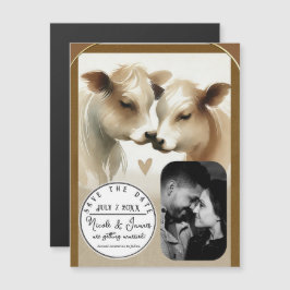 Ko älskar brun creme lanthustru Save the Date