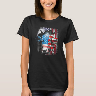 Ko Amerikansk Flagga Kviga US 4:e Juli Gård Nötkre T Shirt