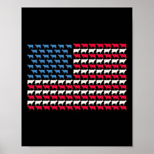 Ko Amerikansk Flagga Kviga USA 4:e Juli Bondgård N Poster