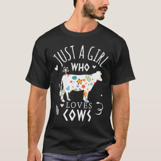 Ko Bara En Tjej Som Älskar Kor Blommig T Shirt