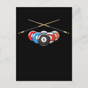 Kö Billardbollar Retro 8 Ball Spelare Vykort