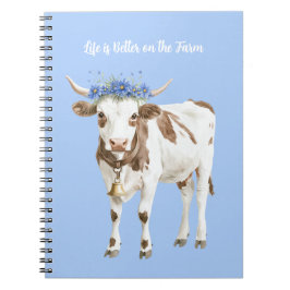 Ko Bla Blommor Anteckningsbok