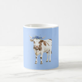 Ko blå blommor kaffemugg