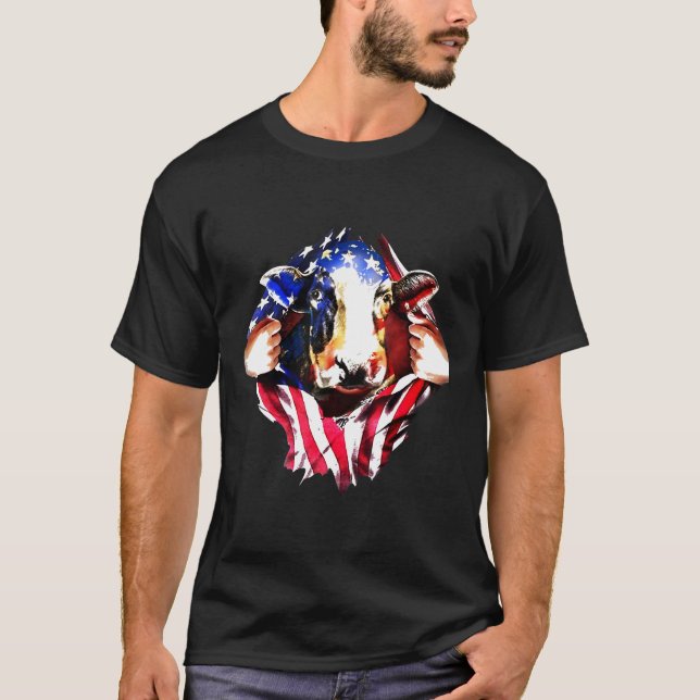 Ko blod inuti mig USA flagga T Shirt (Framsida)