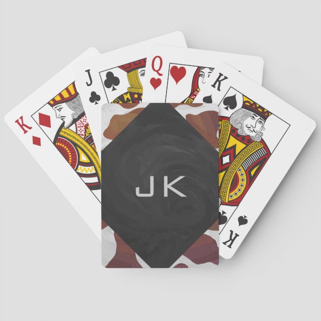 Ko Brun och Vit Monogram Casinokort (Baksidan)