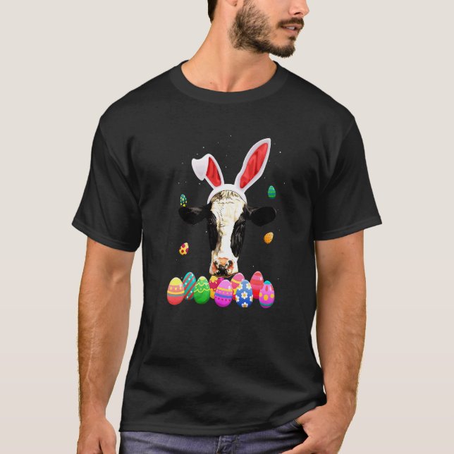 Ko Bunny Påsk Rolig Påskdag Kor T Shirt (Framsida)