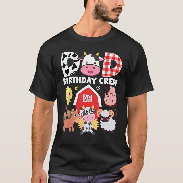 Ko Dad Födelsedags Crew Bondgård Tema Djur Födelse T Shirt (Framsida)