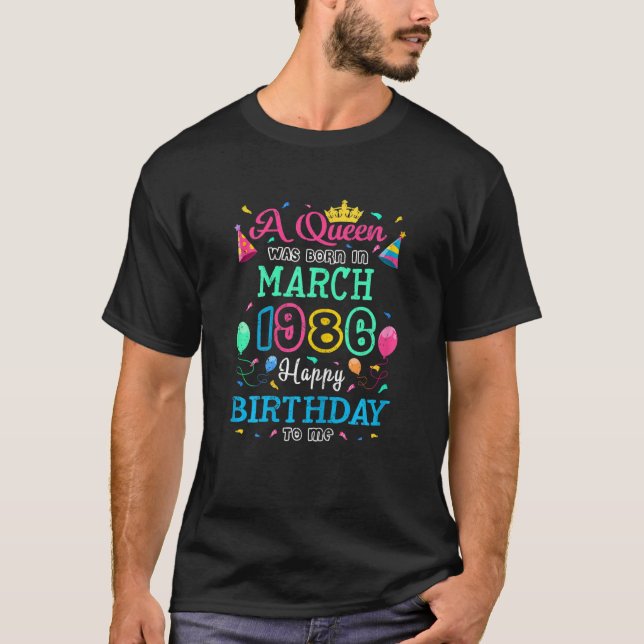 Kö föds i mars 1986 Lycklig Birthda T Shirt (Framsida)
