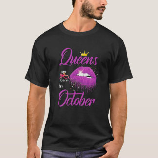 Kö föds i oktober Rosa Läppar födelse T Shirt