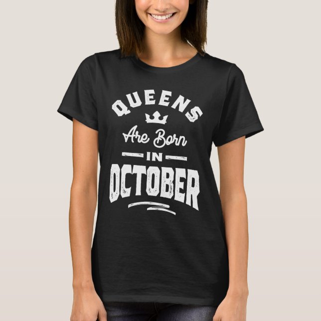 Kö föds upp i oktober födelsedag t shirt (Framsida)