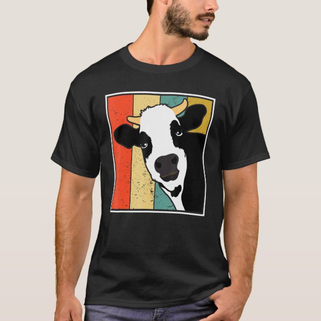 Ko gård djur retro t shirt (Framsida)