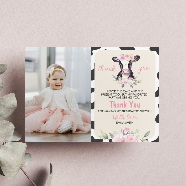 Ko-gård födelsedagsfoto tackkort tack kort (Skapare uppladdad)