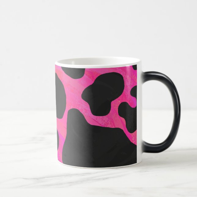 Ko Hot Rosa och Svart Tryck Magisk Mugg (Höger)