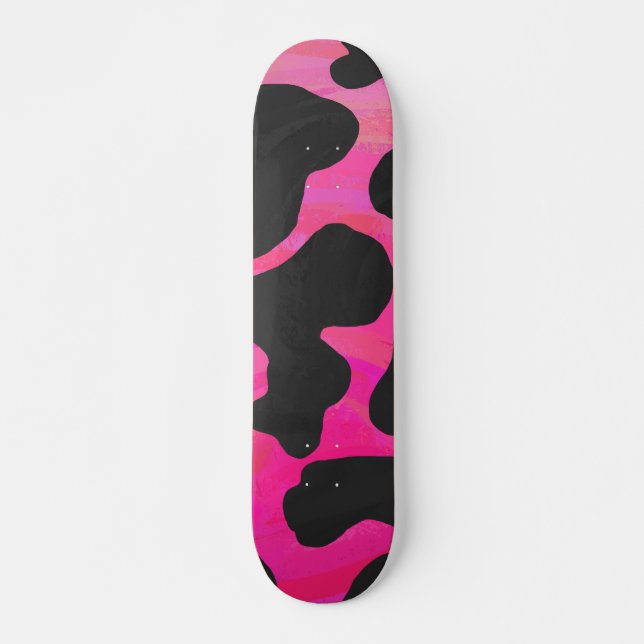 Ko Hot Rosa och Svart Tryck Skateboard Bräda 20 Cm (Framsida)
