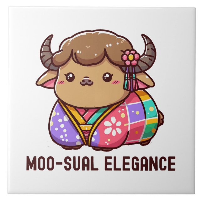 Ko i elegans på höglandet kakelplatta (Framsidan)