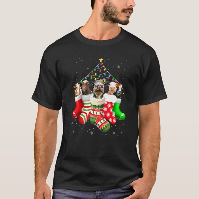 Ko i strumpor jul pyjamas snöljus rolig ko t shirt (Framsida)