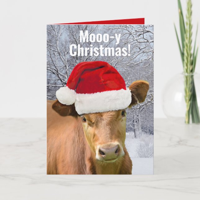 Ko i tomteluva Mooo-y jul, Gott nytt moo år Helgkort (Framsida)