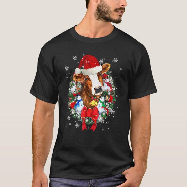 Ko jul prydnad dekoration X Mas tomte hatt T Shirt (Framsida)