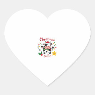 Ko jul sötisar kos jul t-shirt (6) hjärtformat klistermärke