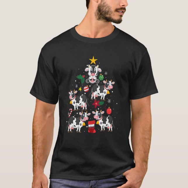 Ko julgran ornament dekoration för hund t shirt (Framsida)