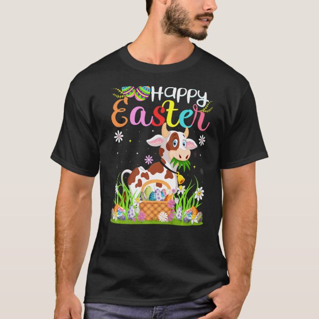 Ko Kanin Ägg Jakt Ko Glad Påsk T Shirt (Framsida)