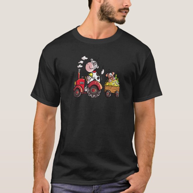 Ko kör traktor för lantbrukets djur t shirt (Framsida)