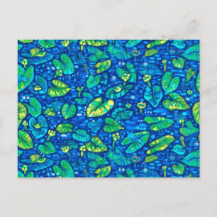 Ko Liljor, Sputterdock Näckrosa Blommönster   Vykort