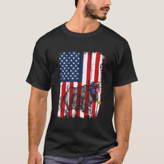 Ko med amerikansk flagga Patriotisk bonde Usa ko d T Shirt