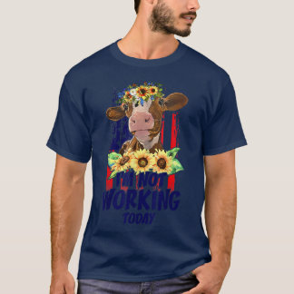 Kö med arbetsdagen för solblommor Boskap Lycklig T Shirt