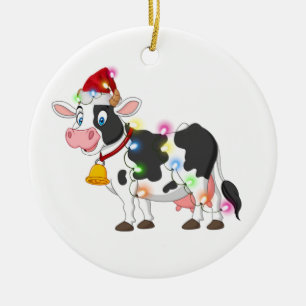 Ko med Hat Scaft jul Julgransprydnad Keramik