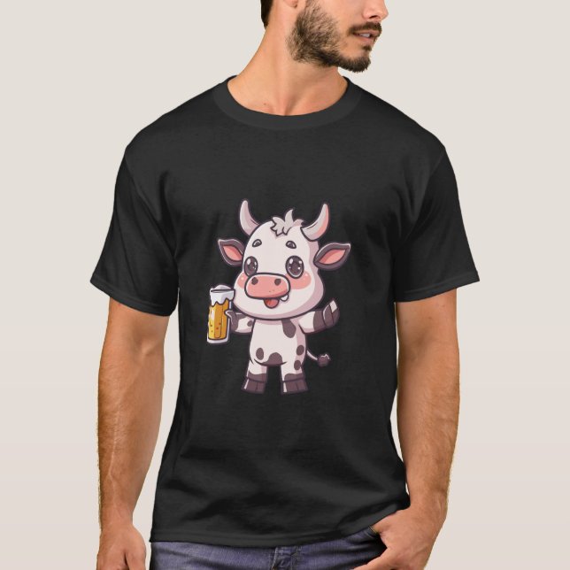 Ko Med Öl Komisk Rolig Fest T Shirt (Framsida)