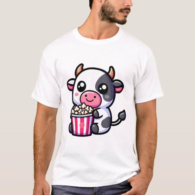Ko med popcorn  t shirt (Framsida)
