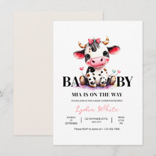 Ko Minimalist Rosa Flickig Bebis Baby Shower Inbjudningar