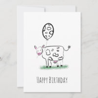 Ko nöjd födelsedags handritad doodle konst