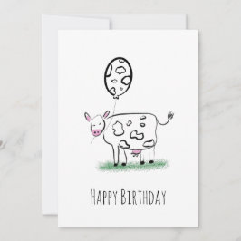 Ko nöjd födelsedags handritad doodle konst julkort