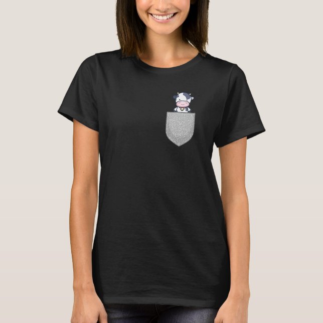 Ko nötkreatur bröstficka t shirt (Framsida)