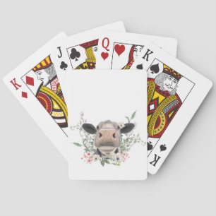 ko nötkreatur näsa kyss blommor akvarell grå lantb casinokort