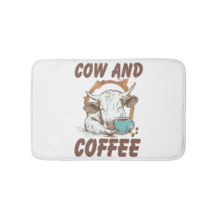 Ko och kaffe Png, rolig västerländsk flicka Badrumsmatta