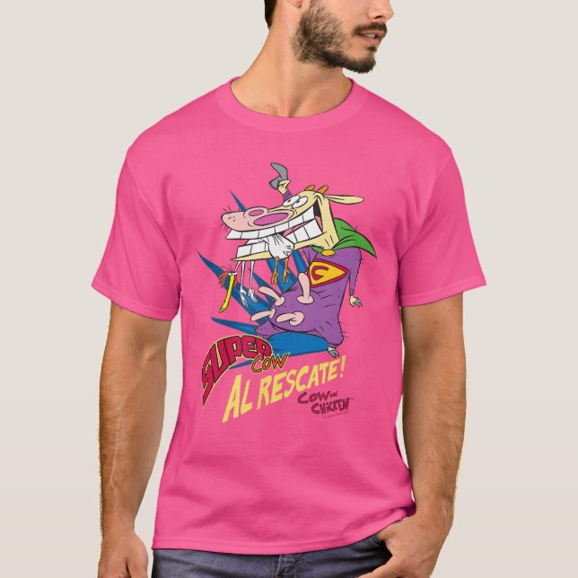 Ko och Kyckling Super Ko retro T Shirt (Framsida)