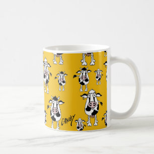 Ko- och tjurmönster på gul bakgrund kaffemugg