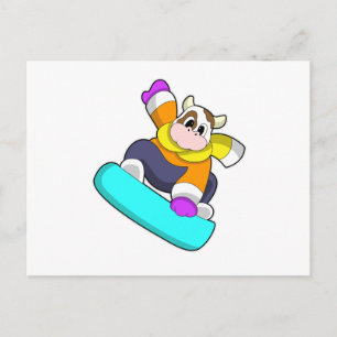 Ko på snowboard med snowboard vykort